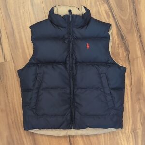 Ralph Lauren Navy and Tan Kids Puffer Vest